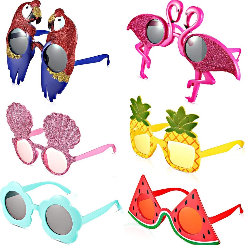 6963 6 Pairs Luau Party Sunglasses Hawaiian Funny Sunglasses Tropical Fancy